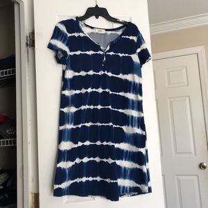Tie-dye blue shirt dress